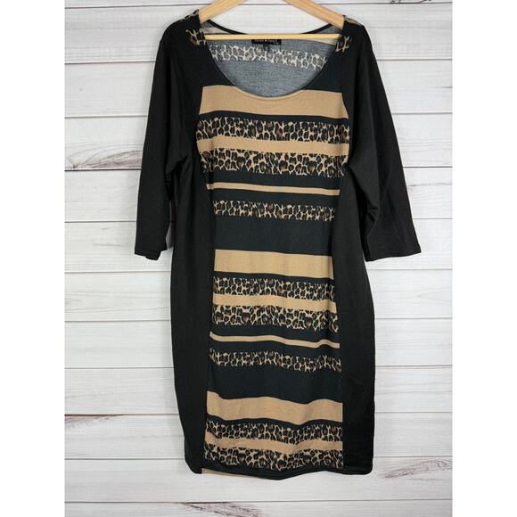 Derek‎ Heart Plus Womens Animal Print Quarter Sleeve Sweater Dress Size 2X - Picture 1 of 6
